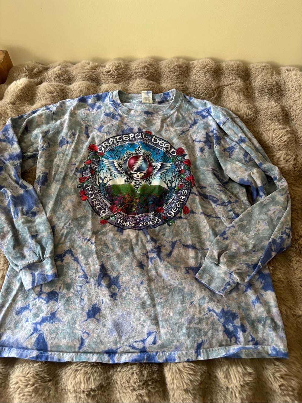 Gildan Blue Tie-Dye Grateful Dead Long Sleeve Graphic Tee